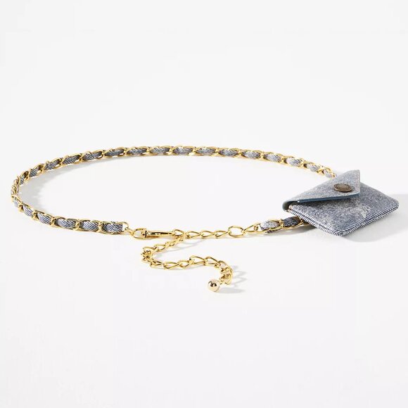 NEW Sizes XS/S, M/L Chain Coin Purse Belt Bag - Denim Chain, by Anthropologie - Picture 1 of 2